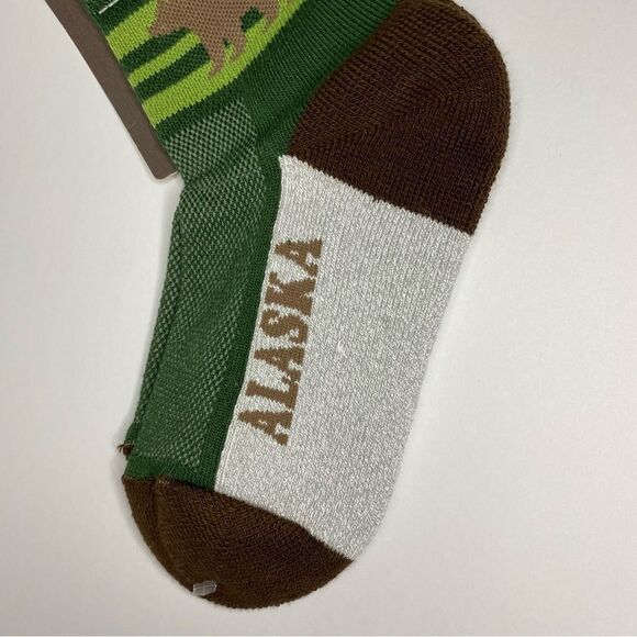 For Bare Feet Socks M Gray Brown Green Bear Stripe Alaska Hiking Walking Fishing - Picture 4 of 7